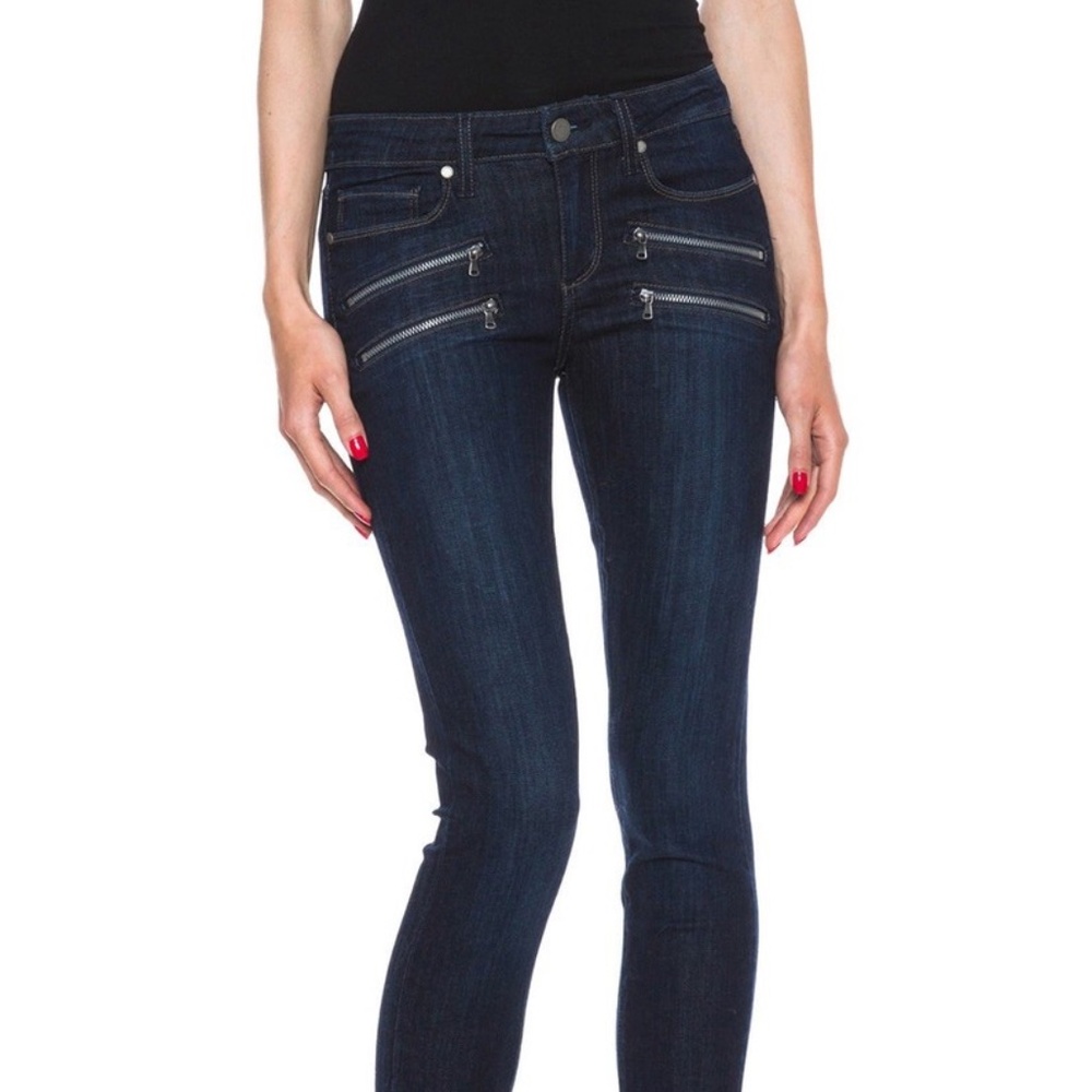 Paige Denim Edgemont Mid Rise Ultra Skinny Double Zip Dark Blue Wash Size 27 NWT